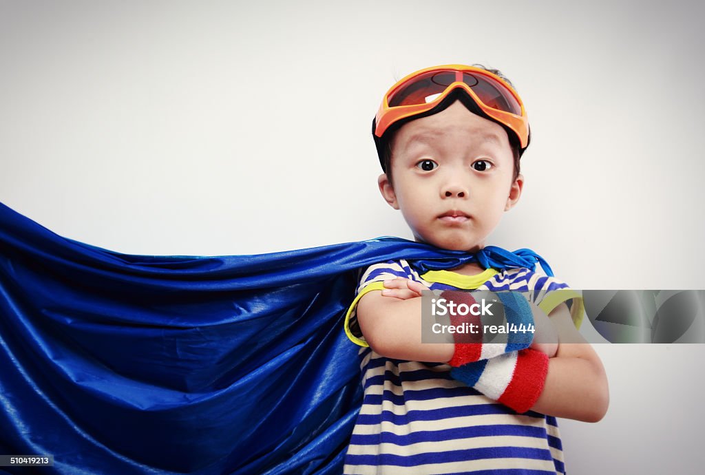 super hero Cute asia children 2-3 Years Stock Photo
