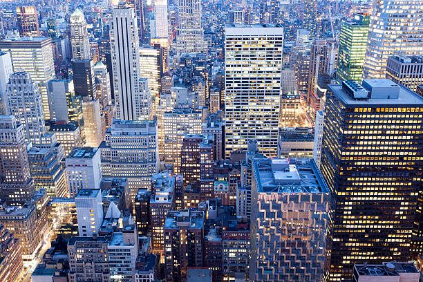 istock New York Illuminated at Evening, Elevated View 510438223