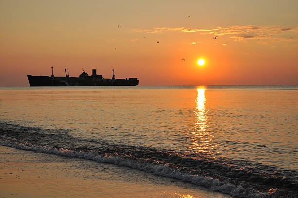 Sunrise, Black see, Costinesti, Romania stock photo