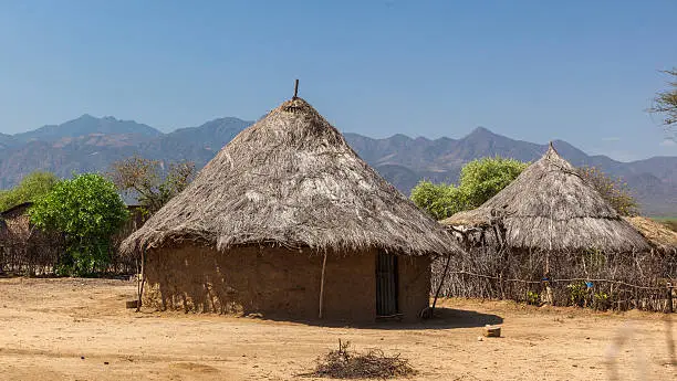 Photo of Traditional tsemay houses. Weita. Omo Valley. Ethiopia.