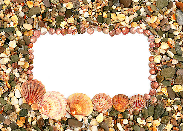 istock Frame made of seashells and stones 510442271