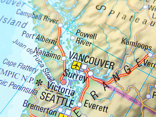 vancouver - usa road map relief map travel foto e immagini stock