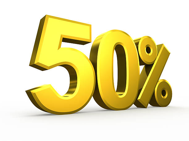 istock Fifty percent symbol on white background 510443337