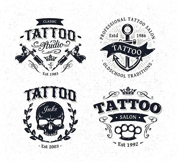 Vector illustration of Tattoo Studio Emblems