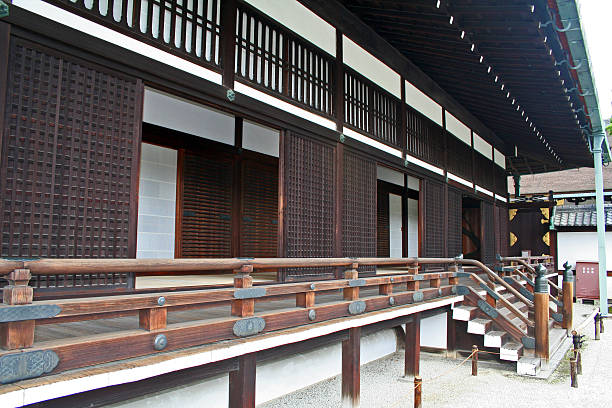 Kyoto, Japan - June 30, 2008: Classic Japanese architecture at the Kyoto Imperial Palace (Kyōto-gosho), which was the ruling palace of the Emperor of Japan until 1869, when it was moved to Tokyo.