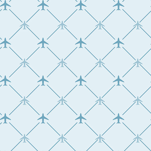 travel air plane seamless pattern, vector travel around the world airplane routes seamless pattern, background, vector, Endless texture can be used for wallpaper, pattern fills, web page,background,surface airplane patterns stock illustrations