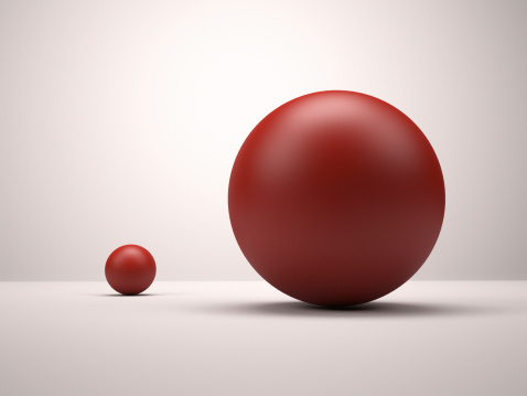 3d red spheres. Big and small