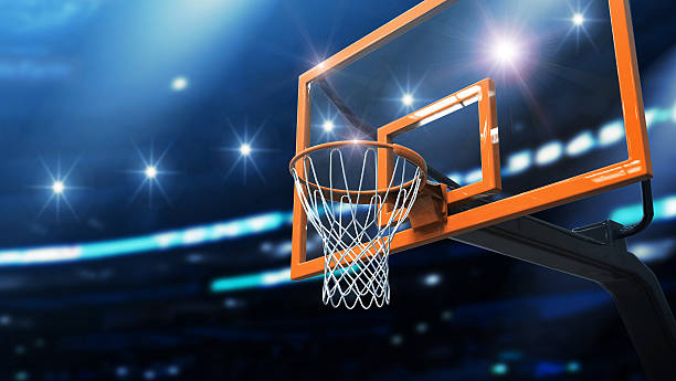 Basketball arena 3d modelled and rendered basketball hoop. scoreboard stadium sport seat stock pictures, royalty-free photos & images