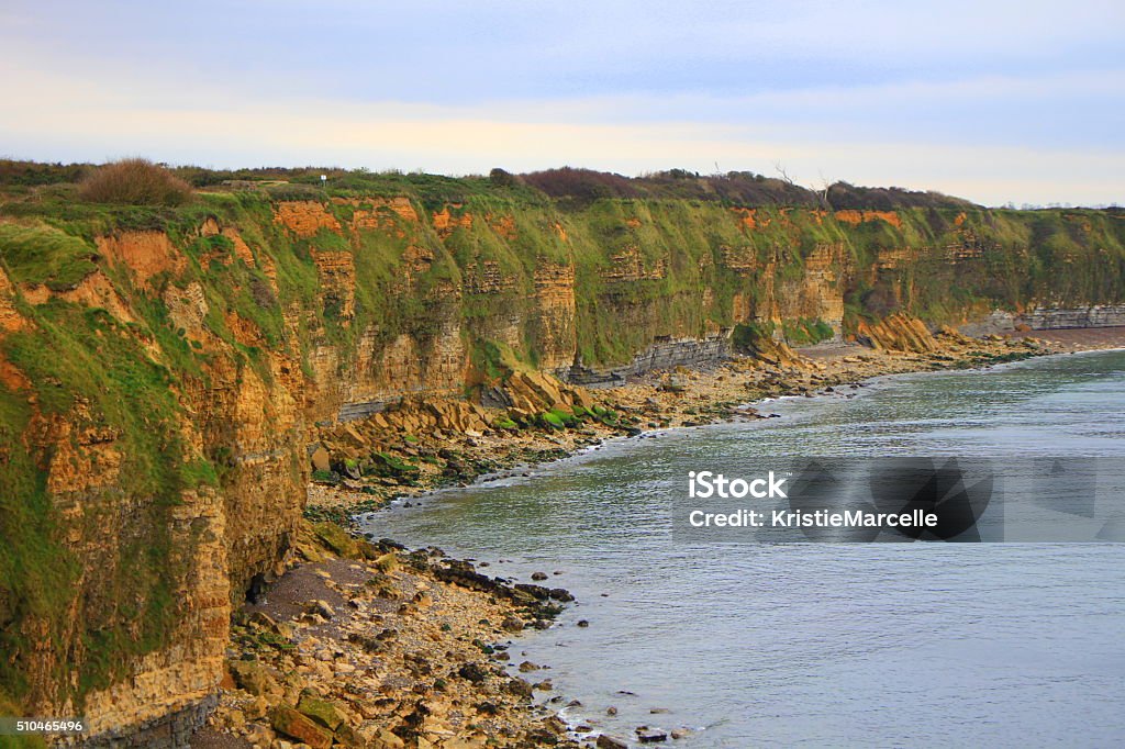 Sea Cliffs Cliffs alongside the English Channel in Normandy, France. Beach Stock Photo