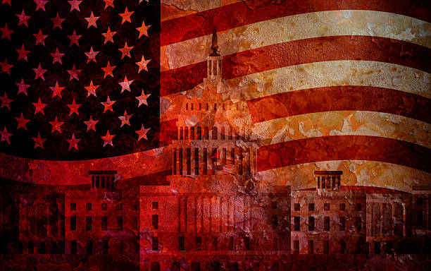 istock Washington DC Capitol US Flag Grunge Background 510466512
