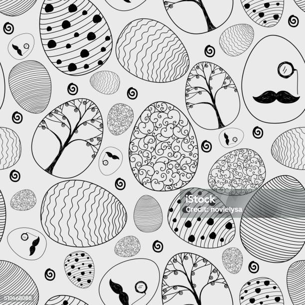 Easter Eggs Background The Pattern Coloring Book Stock Illustration - Download Image Now - Abstract, Animal Egg, Animal Markings
