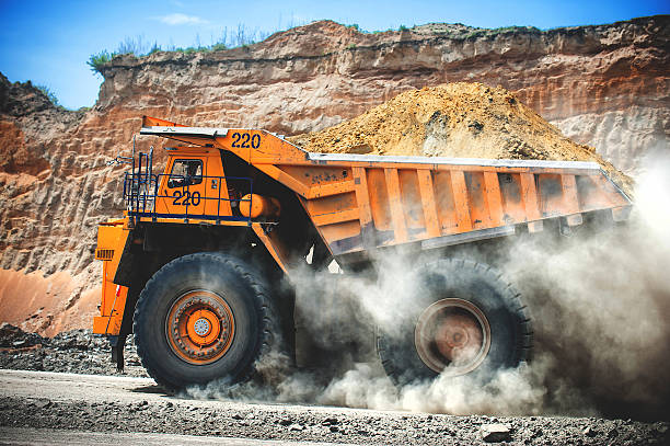 istock Loaded big yellow mining truck. 510470168