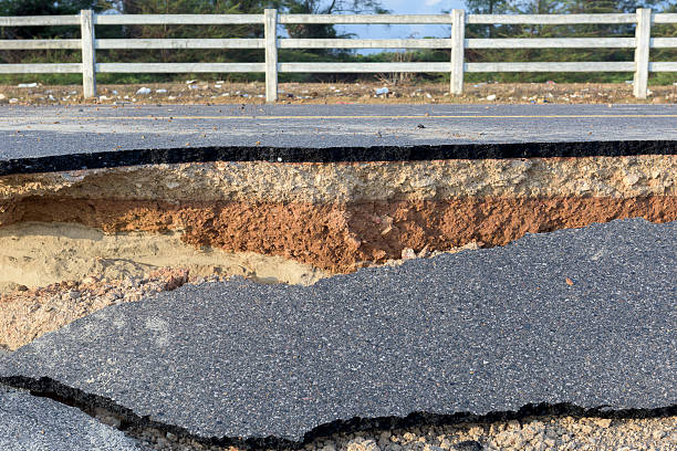 istock Layer of broken asphalt road at rural areas. 510470740