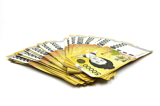 istock Korean Won currency bills isolated on white background. 510471126