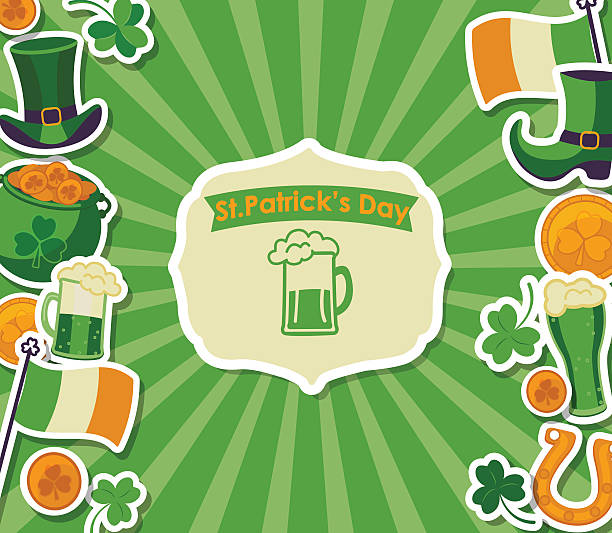 st patrick's dzień pozdrowienie karty. - clover ribbon march northern ireland stock illustrations