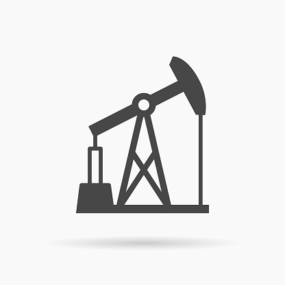 Oil pumpjack icon. Oil pump symbol. Fossil fuel oil and gas industry. Vector illustration.