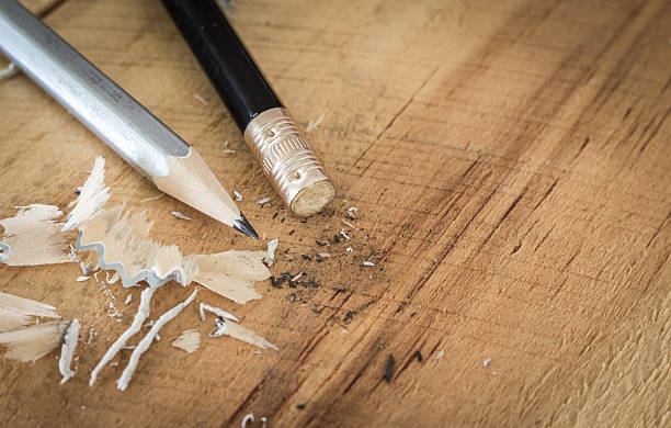 istock Pencil eraser on wooden table 510473534