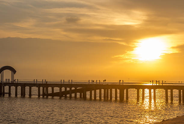 istock Beautiful sunset seascape on a bridge 510475420