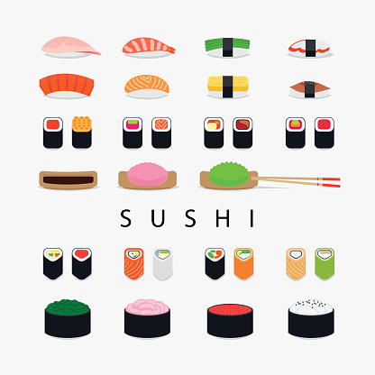 Japanese Sushi Icons Stock Illustration - Download Image Now - Sushi ...
