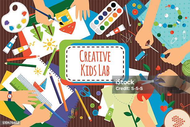 Creative Kids Lab Stock Illustration - Download Image Now - Child, Craft, Art And Craft