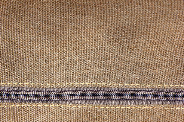 closeup background of brown haversack zipper
