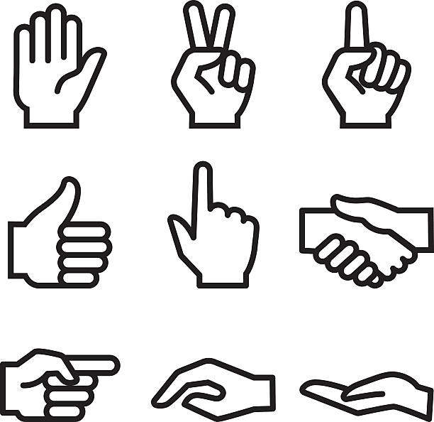 ręka człowieka ikona - friendship satisfaction admiration symbol stock illustrations