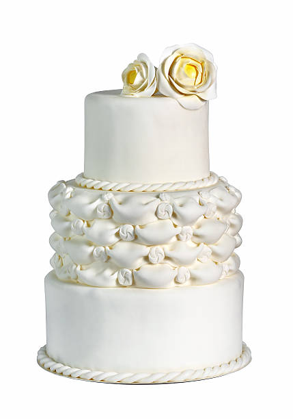 istock Wedding cake with rose isolated on white background 510478106