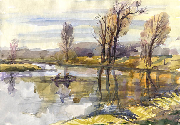 istock fishermen on the river watercolor 510479382