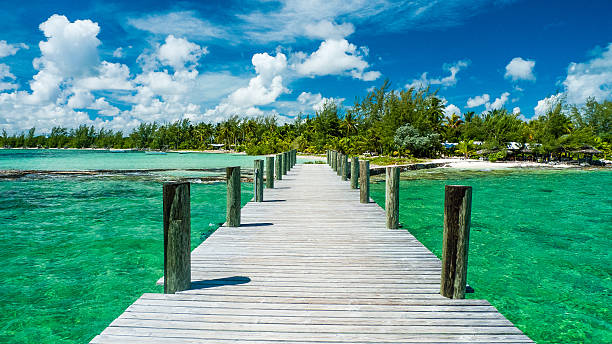 Dock in the bahamas stock photo