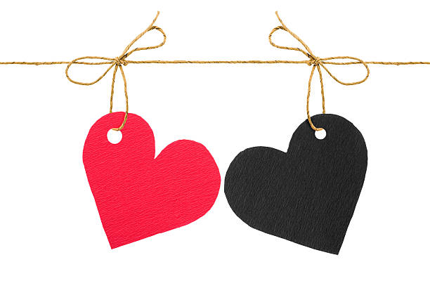 istock Red and black paper hearts on rope 510480882