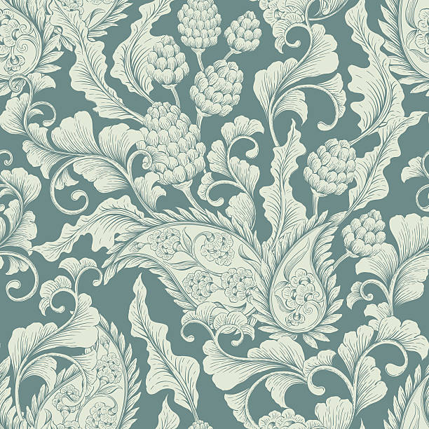 シームレスな花のオーナメント - pattern seamless silk rococo style点のイラスト素材／クリップアート素材／マンガ素材／アイコン素材