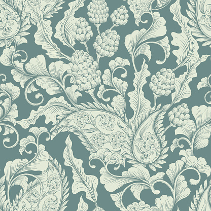Seamless vector floral victorian background. Decorative vintage backdrop for fabric, textile, wrapping paper, card, invitation, wallpaper, web design