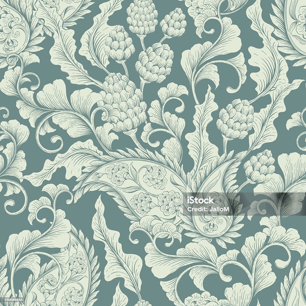 Seamless Floral Ornament Stock Illustration - Download Image Now - Rococo  Style, Pattern, Backgrounds - iStock
