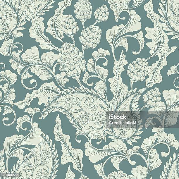 Seamless Floral Ornament Stock Illustration - Download Image Now - Backgrounds, Old-fashioned, Retro Style