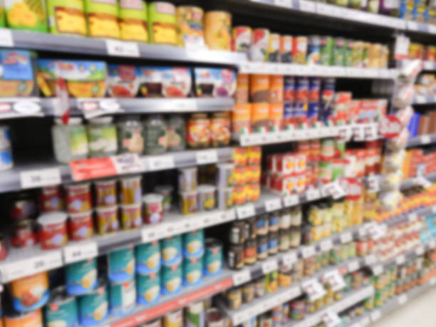 istock Supermarket blur background - Product shelf 510486714