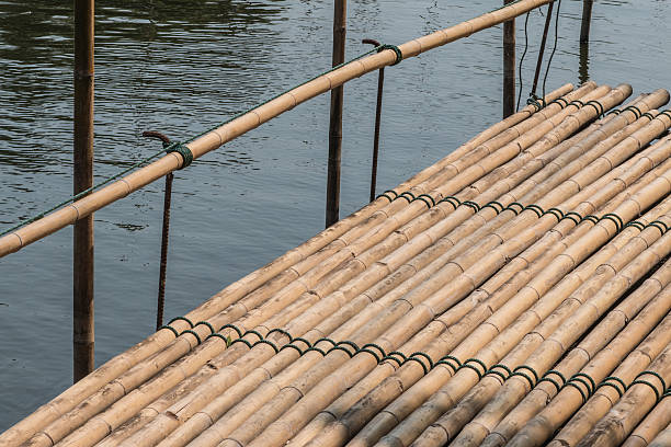 The raft made of bamboo