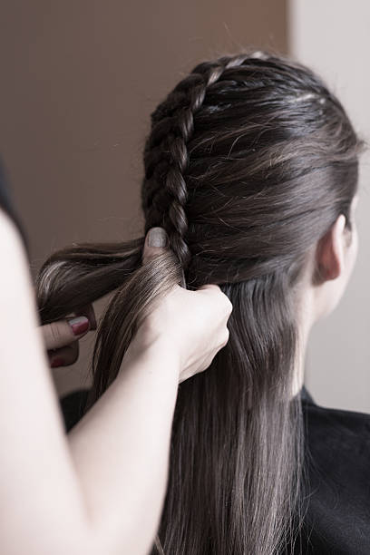 istock Hairdresser making a dutch braid 510487778