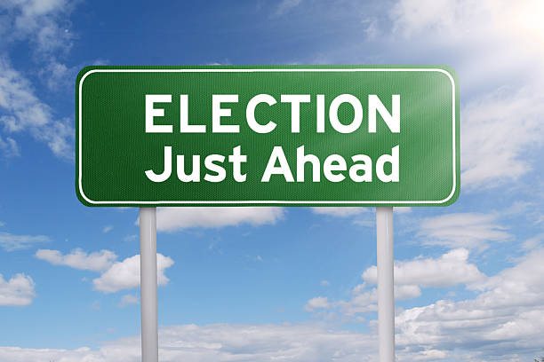 istock Road sign with election text 510488114