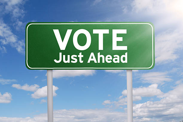 istock Signpost with a text of vote just ahead 510488200