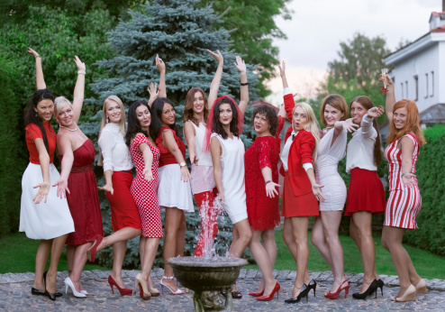 Hen party: white and red