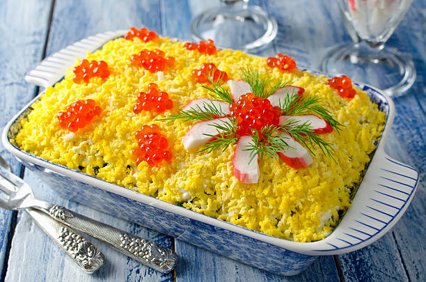 istock Salad with crab sticks and caviar 510490840