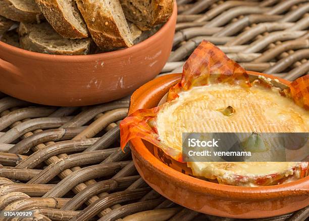 French Camembert Baked With Garlic Stock Photo - Download Image Now - Appetizer, Baked, Bread