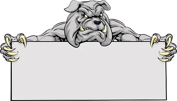 Vector illustration of Bulldog Sports Mascot Sign