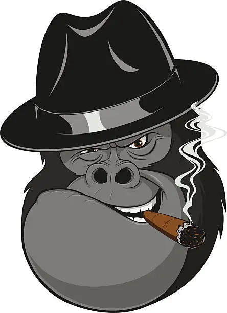 Vector illustration of Monkey with a cigar