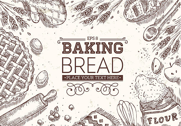 Baking Bread Frame EPS 8 cooking borders stock illustrations