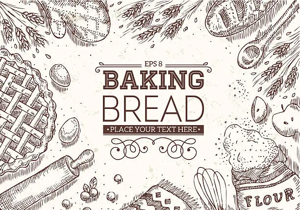 Vector illustration of Baking Bread Frame