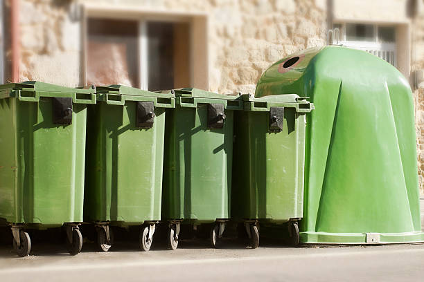 istock Green garbage bins for recycling. 510492488