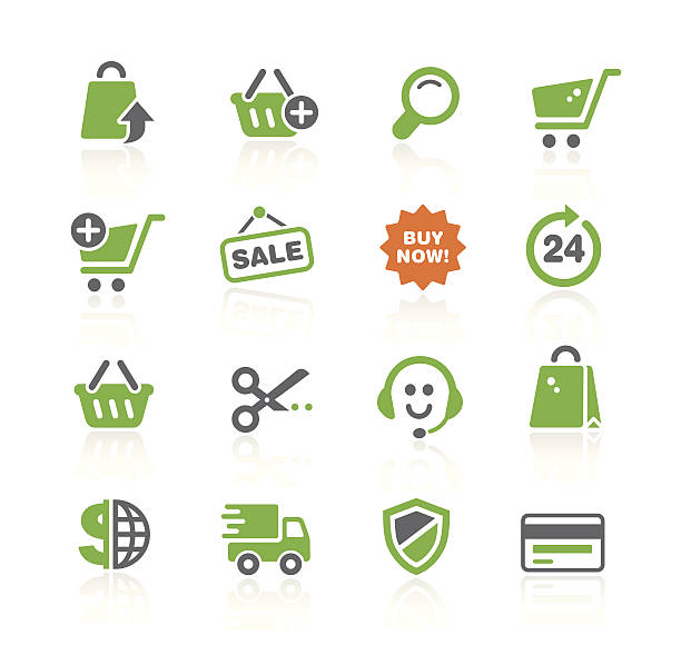 онлайн шоппинг иконки/серия весна - information sign shopping cart web address sign stock illustrations