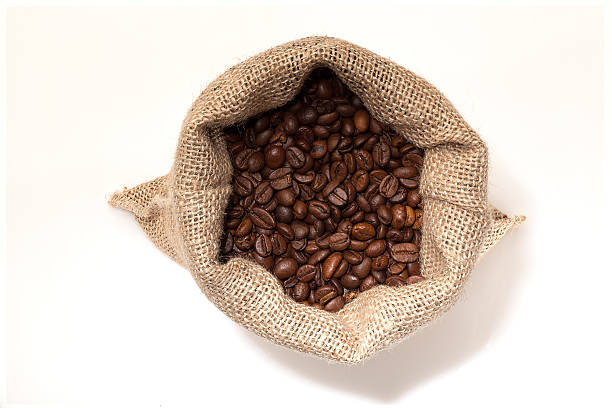 kawa worek z góry - coffee bag coffee bean canvas zdjęcia i obrazy z banku zdjęć
