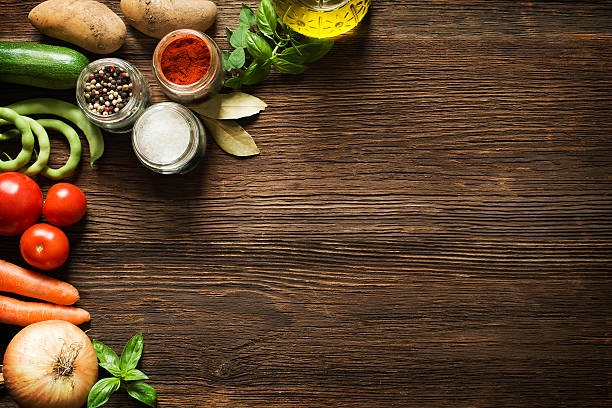 野菜の背景 - salt shaker salt table food ストックフォトと画像
